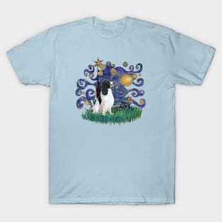 Starry Night Derivative Featuring an English Springer Spaniel (black-white) T-Shirt